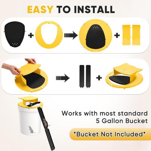 Mouse Traps Bucket Flip Lid, 5 Gallon Bucket Lid Mouse Rat Trap, Auto Reset & Slide Bucket Mouse Trap, Reusable Humane Mouse Rat Traps for Indoor Outdoor