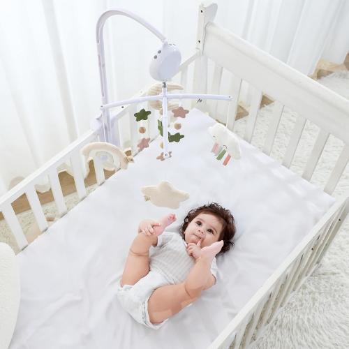 Crib Mobile 35 Lullaby Music, Cotton Baby Mobiles for Cribs & Pack N Play, Easy to Install, Stuffed Animals Hanging Toys Newborn Boys & Girls, Star Nursery Decor
