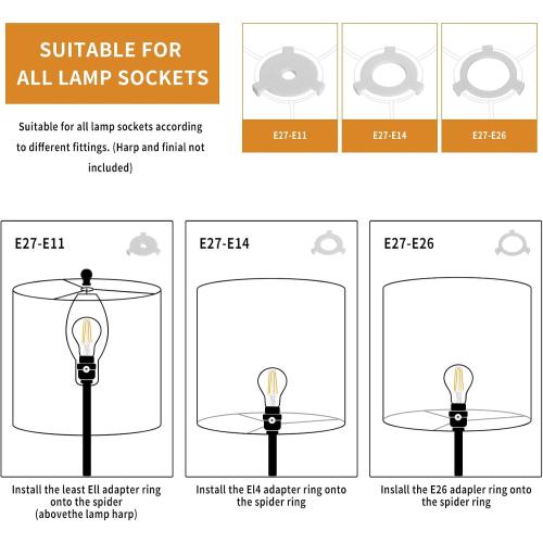 White Linen Small Drum Lampshade, 8.66 Top x 8.66 Bottom x 7.87 High Lamp Shade, Lamp Shade Replacement for Table and Floor Lamps, Pendant Light，Handcrafted Lampshade，Easy Assembly