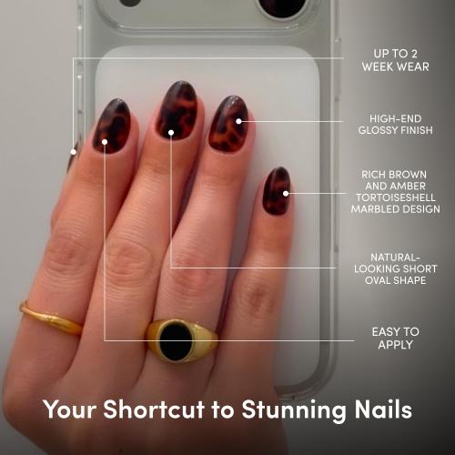 Glamnetic Press On Nails - Short Oval, Glossy Fake Nails 30 Pc Full Kit