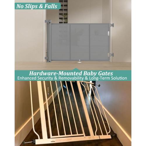 Upgraded 71 Retractable Baby Gates with Reinforced Strip Design to Prevent Crawling Through, 34 Tall Retractable Dog Gate, 6 FT Retractable Gates for Stairs, Doorways, Hallways