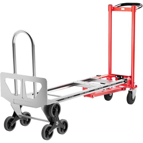 Convertible Hand Truck -1,000 lb Heavy-Duty Aluminum & Steel Dolly, 3-in-1 Mode with Stair-Climbing Wheels & 5 Swivel Casters for Warehouse, Moving, Delivery
