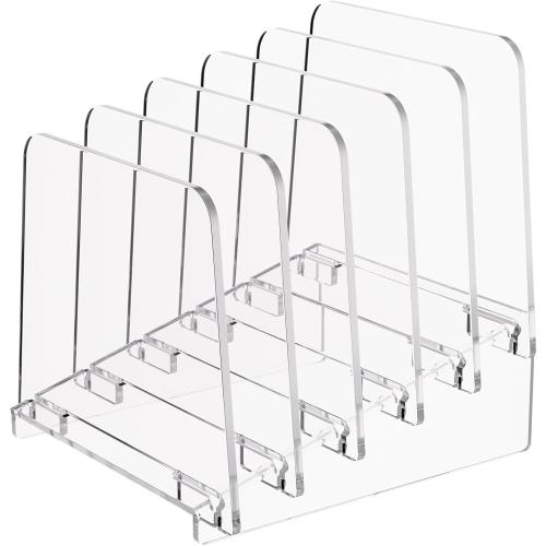 MaxGear Desk File Organizer, 5-Section Vertical Acrylic Filing Folders Holder Stand, Clear Incline Document Organizer Sorter Rack for Office School Home