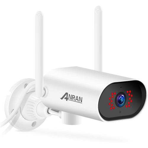 ANRAN Security Camera Outdoor with Pan Rotation 180° Feature, 1080P WiFi Outdoor Security Cameras for Home, IP65 Waterproof, Plug-in Power, 2.4G WiFi, SD and Cloud Storage, B4 White