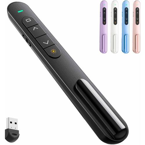 QUI Presentation Clicker for PowerPoint, RF 2.4GHz USB Wireless Presenter Remote with Volume Control, PowerPoint Clicker Slide Advancer for Mac, Windows, Laptop, Keynote