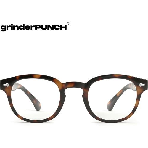 Brown and Black grinderPUNCH Classic Reading Glasses for Women and Men Stylish Lightweight Readers Round Readers for Women and Men