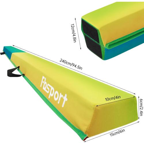 FBSPORT 8ft/6ft Balance Beam: Folding Floor Gymnastics Equipment for Kids Adults,Non Slip Rubber Base, Gymnastics Beam for Training, Practice, Physical Therapy and Professional Home Training