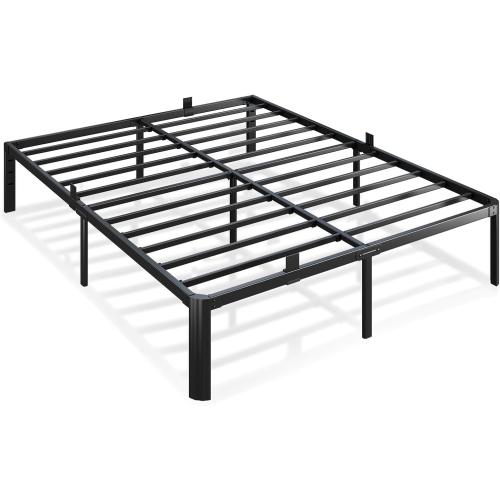 Metal Bed Frame King Size, 14 Inch Heavy Duty Platform Bedframe, Noise Free | Steel Slats, No Box Spring Needed, Easy Assemble, Squeak Resistant, Headboard Compatible, Storage Space, Mattress Stoppers