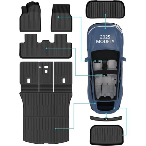 for New 2025 Tesla Model Y Juniper TPE Floor Mats & Front Rear Cargo Mat Full Cover Rear Trunk Mats Fit for New Version Tesla ModelY Juniper Accessories