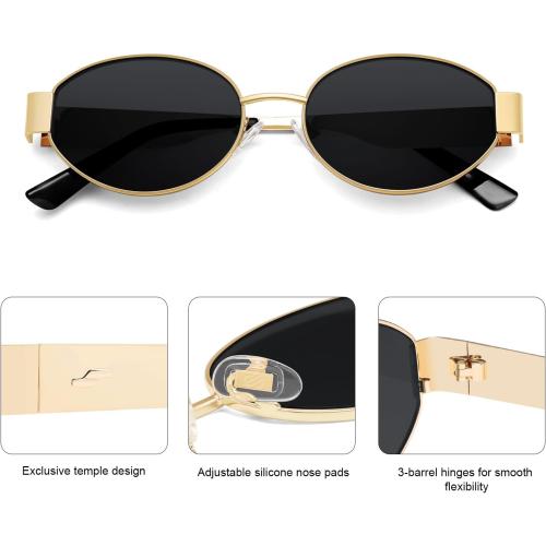 SOJOS Retro Oval Sunglasses for Women Trendy Classic Shades UV400 Protection 2 pack