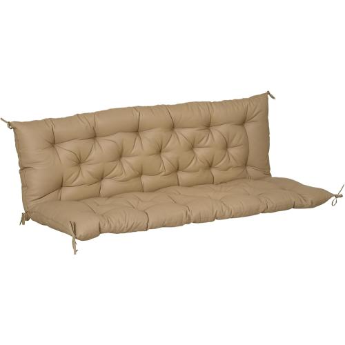 Outsunny 59 x 38 Tufted Bench Cushion for Outdoor Furniture, 3-Seater Replacement for Swing Chair, Patio Sofa/Couch, Overstuffed, Includes Backrest, Khaki