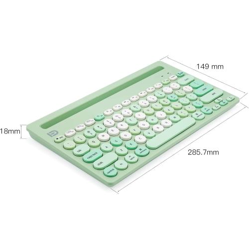 HUO JI Wireless Keyboard Multi-Device, Bluetooth and 2.4G Dual Mode for iPad, Switch to 3 Devices for Cellphone, Tablet, PC, Smart TV, MacBook iOS Android Windows, Green