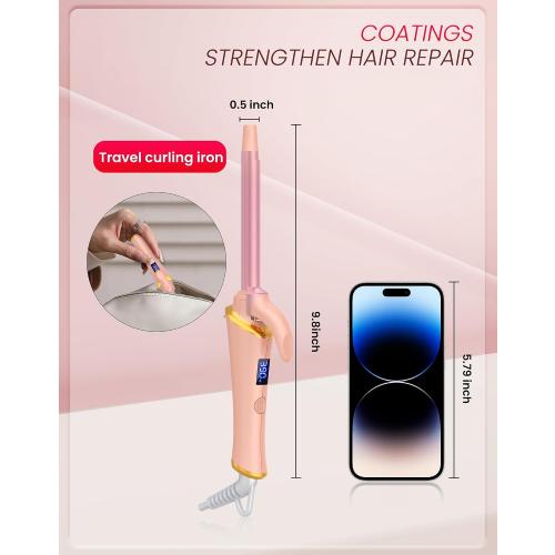 Ukliss Mini Curling Iron 0.5 Inch (13mm) | for Short Hair & Bangs | Creates Tight Ringlets | 30s Fast Heat & Dual Voltage, Pink