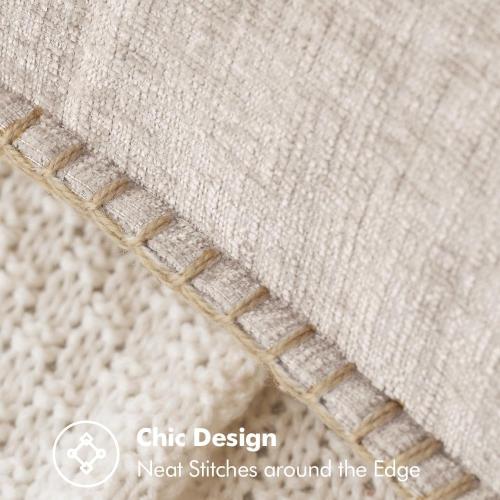 MIULEE Pack of 2 Couch Throw Pillow Covers 18x18 Inch Natural Beige Farmhouse Decorative Pillow Covers with Stitched Edge Soft Chenille Solid Dyed Pillow Covers for Sofa Bed Living Room