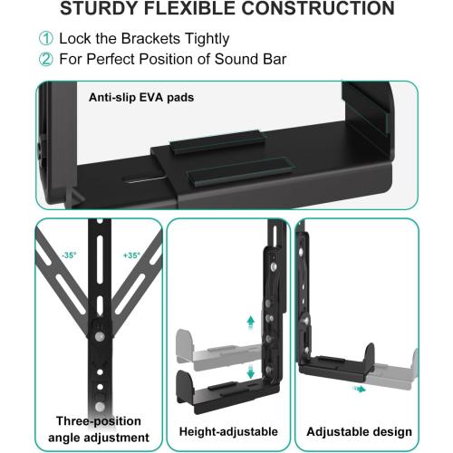 WALI Universal Soundbar Mount for TV, Heavy-Duty Bracket for Mounting Above or Below Screen, Length Up to 16.7,Fits Samsung,Sony,Bose,LG,Vizio,Roku,Vizio,Bose & More (SBR206)