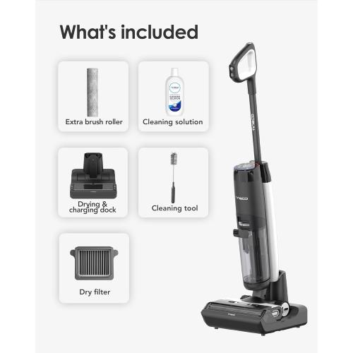 Tineco Floor ONE S7 FlashDry Smart Cordless Wet Dry Vacuum Cleaner, Long Runtime, Great for Sticky Messes, Self-Cleaning, 158℉Hot Air FlashDrying, Dual-Sided Edge Cleaning, Extended Battery Lifespan