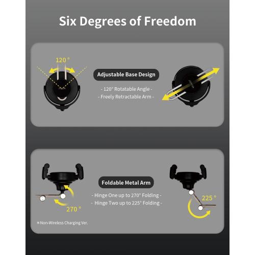 Jowua 6D Tesla Compatible Invisible Foldaway Car Mount (Qi2 Universal Roller Mount) Compatible for Tesla Tesla Model 3/ Y, Model S/X Plaid