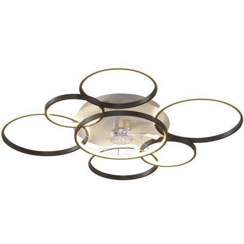 41 Modern Ceiling Fan with Lights, Flush Mount Ceiling Fan with Tri-Color Light 6-Speed Wind, Low Profile Ceiling Fans with Led Light and Remote Control for Living Room Bedroom Dining Room