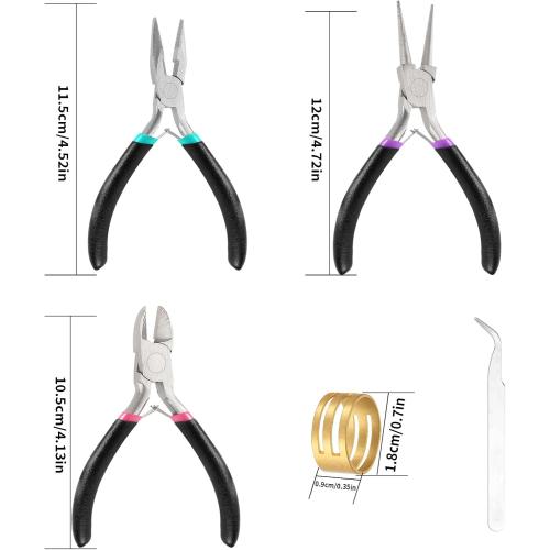 3 Pcs Jewelry Making Tools Pliers Kit, Includes Needle Nose/Round Nose Pliers/Diagonal, Wire Cutters for Jewelry Making Wire Wrapping Beading Crafts Matte Handle