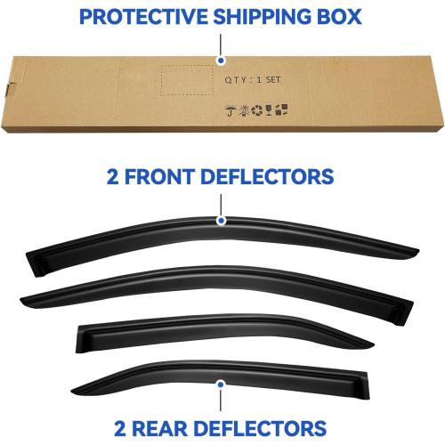 Window Visors Rain Guards for 2007 2008 2009 2010 2011 Toyota Camry, Out-Channel Window Vent Wind Deflectors Visors Shades for 07-11 Camry