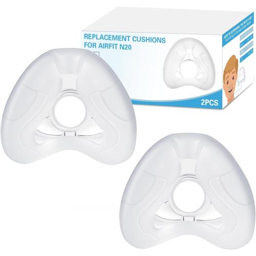 2 Pack Replacement Nasal Cushion for ResMed Airfit N20, Medium, Compatiable with Orignal Airfit N20 Frame & Elbow, Replacement Nasal CPAP Mask Cushion, Soft & Durable