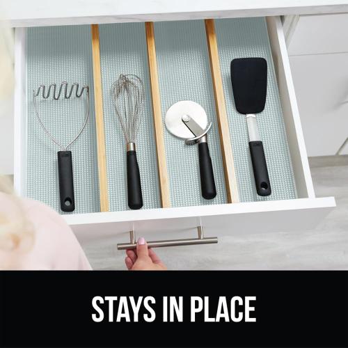 GORILLA GRIP powerGRIP Drawer Shelf and Cabinet Liner, Thick Strong Hold, Non-Adhesive Liners Protect Kitchen Cabinets and Cupboard, Bathroom Drawers, Easy Install, Breathable Mat, 20 x30', Spa Blue