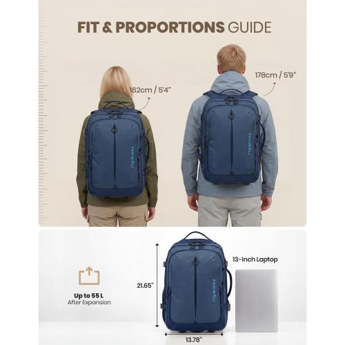 Fanwoli Rolling Vacuum Backpack Travel with One-Button Compression, 55L Expandable, Water Resistant Carry-On Suitcase Luggage, Ideal for Outdoor/Family/Trips‼️light dirt‼️