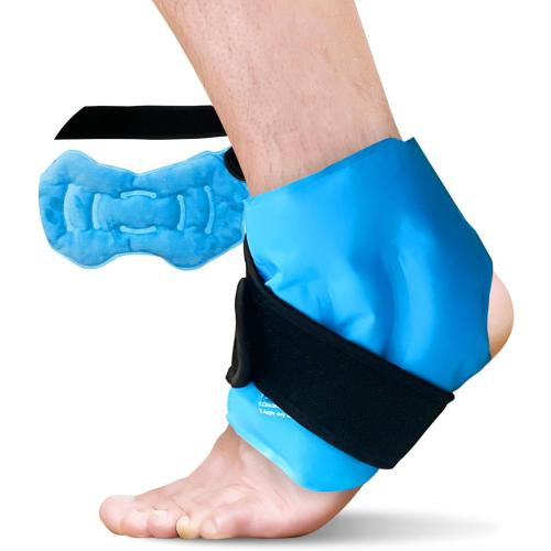 Ankle Ice Pack Wrap for Swelling, Reusable Gel Ice Pack for Ankle Injuries, Cold Compress Therapy for Foot Pain Relief, Achilles Tendonitis, Plantar Fasciitis, Sprains