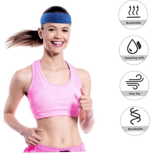 7 Pack. . .Sports Sweat Headbands for Men and Women Moisture Wicking Workout Gear for Running Yoga Gym and Fitness Activities Fashionable and Functional Design
