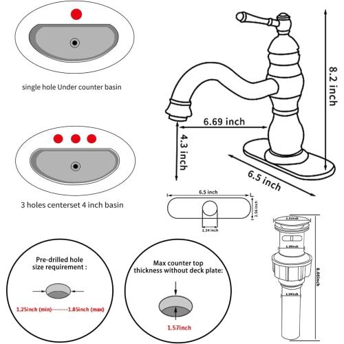 Matte Black Bathroom Faucet GGStudy 360° Swivel Bathroom Vanity Faucet Single Handle One Hole Black Bathroom Sink Faucet Basin Matching Pop Up Drain with Overflow