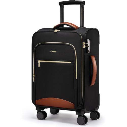 LOVEVOOK Carry On Luggage 22x14x9 Airline Approved, 20 Inch Softside Suitcases with Wheels, Lightweight Spinner Carry on Suitcase with TSA Lock, Water-Resistant Large Capacity Luggage for Travel