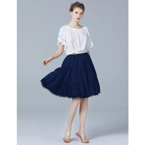 SiyL..BEAUTELICATE Women 100% Cotton Skirt 3 Tiered A-Line Retro Medieval Skirt