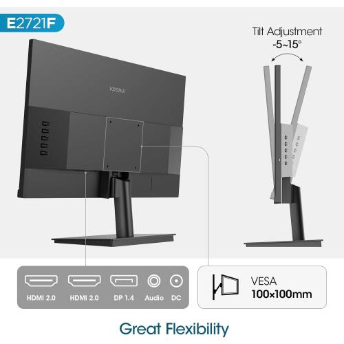 Size 27 KOORUI 27 Inch QHD (2560x1440) IPS Ultra-Thin Computer Gaming Monitor, 100Hz Refresh Rate, DCI-P3 95%, FreeSync & G-Sync, 1ms MPRT, VESA 100x100mm, Tilt Adjustable for Game and Work