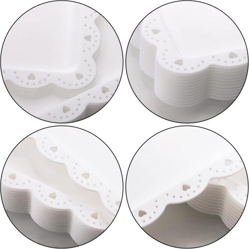 Peohud 12 Pack White Plastic Serving Tray with Lace Rim, Rectangle Food Trays, Disposable Serving Platters and Trays for Party, Wedding, Restaurant, 14.4 x 9.3