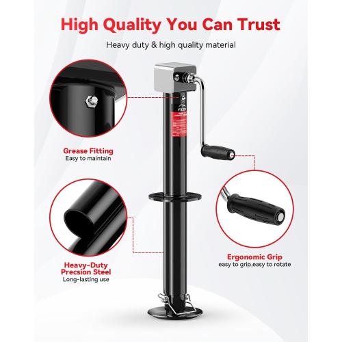 5500-7500lbs Electric A-Frame Trailer Jack, 23.2 Vertical Travel, 12V DC,for RV Trailer, Camper，Silver (5000-M)