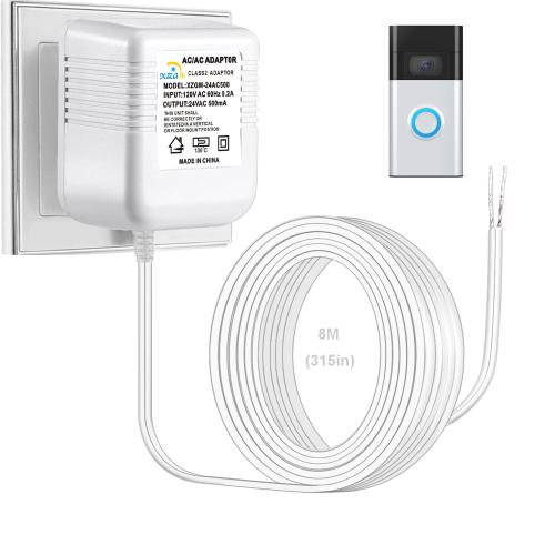 24V Doorbell Transformer Adapter Compatible with Nest Honeywell Ecobee Sensis All Versions of Ring Video Doorbells Thermostats Power Supply Adapter (26FT White, 12.0, Watts)