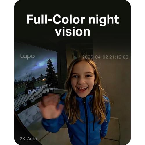 Tapo 2K Wireless Smart Video Doorbell w/Chime, 160° Ultra-Wide View, D210