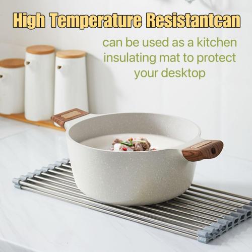 Roll Up Dish Drying Rack, 17.7 x 11.8 Over The Sink Dish Drying Rack, Dish Drying Rack for Kitchen Sink Counter Storage (Grey)