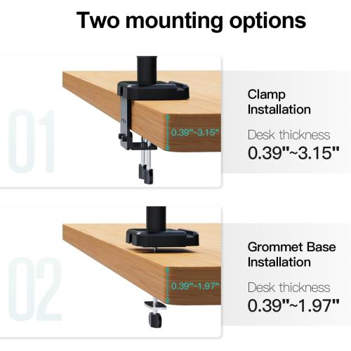 MOUNT PRO Triple Monitor Mount, 3 Monitor Desk Mount for Three Screens up to 32 Inch, Full Motion Gas Spring Heavy Duty Arm Hold up to 19.8lbs Each, Black