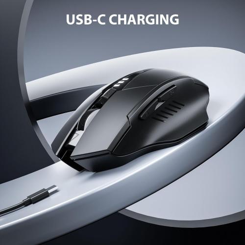 INPHIC Wireless Mouse Rechargeable, Upgraded Visible Battery, 2400 DPI, Silent Ergonomic Computer Wireless Mouse for Laptop, Mac, PC etc.