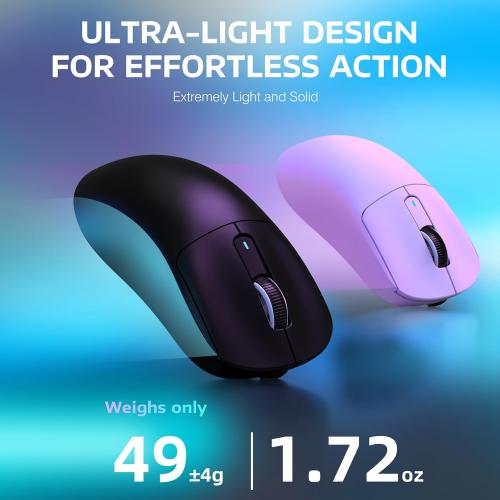 ATTACK SHARK X3 Lightweight Wireless Gaming Mouse with Tri-Mode 2.4G/USB-C Wired/Bluetooth,Up to 26K DPI, PAW3395 Optical Sensor,Kailh GM8.0 Switch,5 programmable Buttons for PC/Win/Mac(Black)