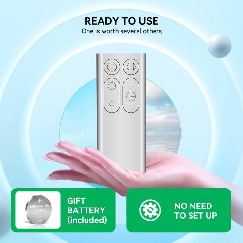 Replacement Remote Control Fit for Dyson TP00 TP01 AM11 Pure Cool Purifier Tower Fan (Silver Color with Battery)