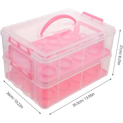 Transport Multi-layer Cupcake Carrier Box Handle for Muffins Desserts Food-grade for Parties and Events Storage