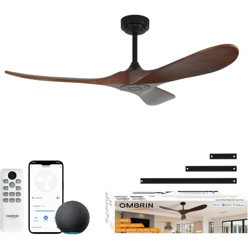 Ceiling Fan without Light, Smart Wood Ceiling Fan