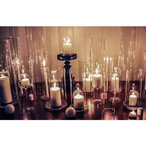 CYS EXCEL 2 PCS (H:14 D:2.5) Open Ended Glass Hurricane Candleholder Tube Shade | Open Flame Candle Chimney Tube Cover | Bottomless Cylinder