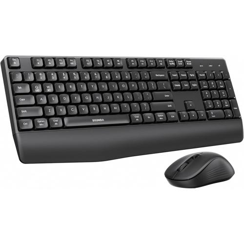 seenda Wireless Bluetooth Keyboard and Mouse Combo, COE200 Ergonomic Wireless Keyboard Mouse with Wrist Rest, Multi-Device Connection, Full-Size, Compatible for Computer/Laptop/Mac/MacBook, Black