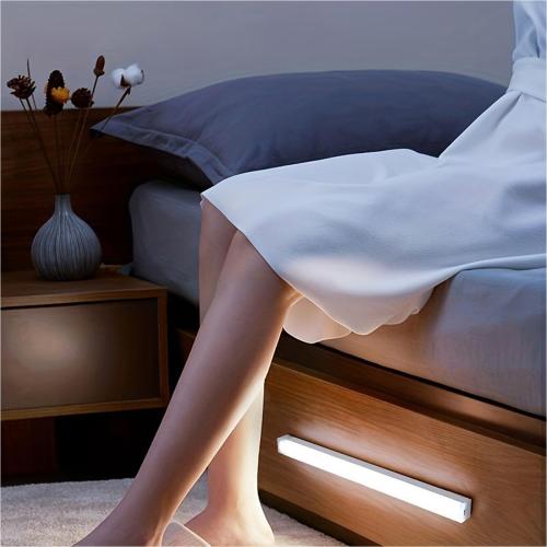 Under Cabinet Lighting 20 Inch, Rechargeable Motion Sensor Light with Stepless Dimming, Daylight White 6000K LED, USB-C Magnetic Closet Light for Kitchen, Stairs, Wardrobe (2 Packs)