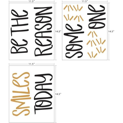Paper Riot Co. Inspirational Wall Stickers Be The Reason Someone Smiles Today Positive Motivational Removable Adhesive Decals for Classroom Kids Room Nursery Bedroom Home Decor