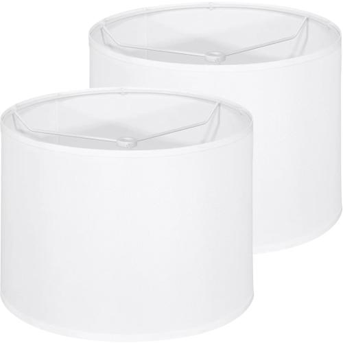 White Lamp Shades Set of 2, Drum Large Lampshades 13 Top x 13 Bottom x 10 High, Replacement Lamp Shades Natural Linen for Table Lamps Floor Lamps, Easy Assembly Required