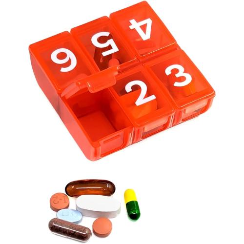 6 Times a Day, 7 Day Large Weekly Pill Organizer with Holder Tray, Vitamin, Medicine Box, Multicolor (6X a Day - 1 Pack)